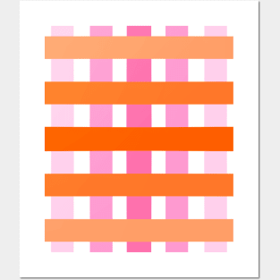 Pink and Orange, Plaid, Stripes, Grid Posters and Art